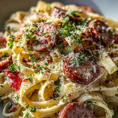 Smoked Sausage Alfredo Pasta