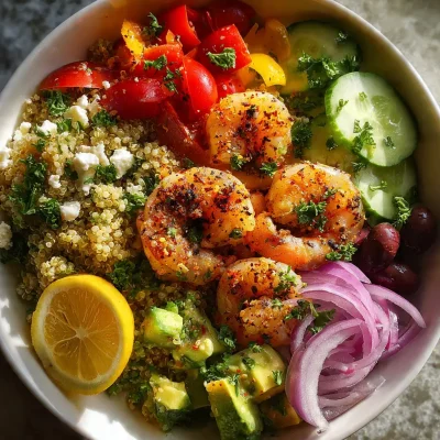 Mediterranean Shrimp Avocado Bowls