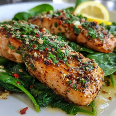 Garlic Butter Salmon Spinach