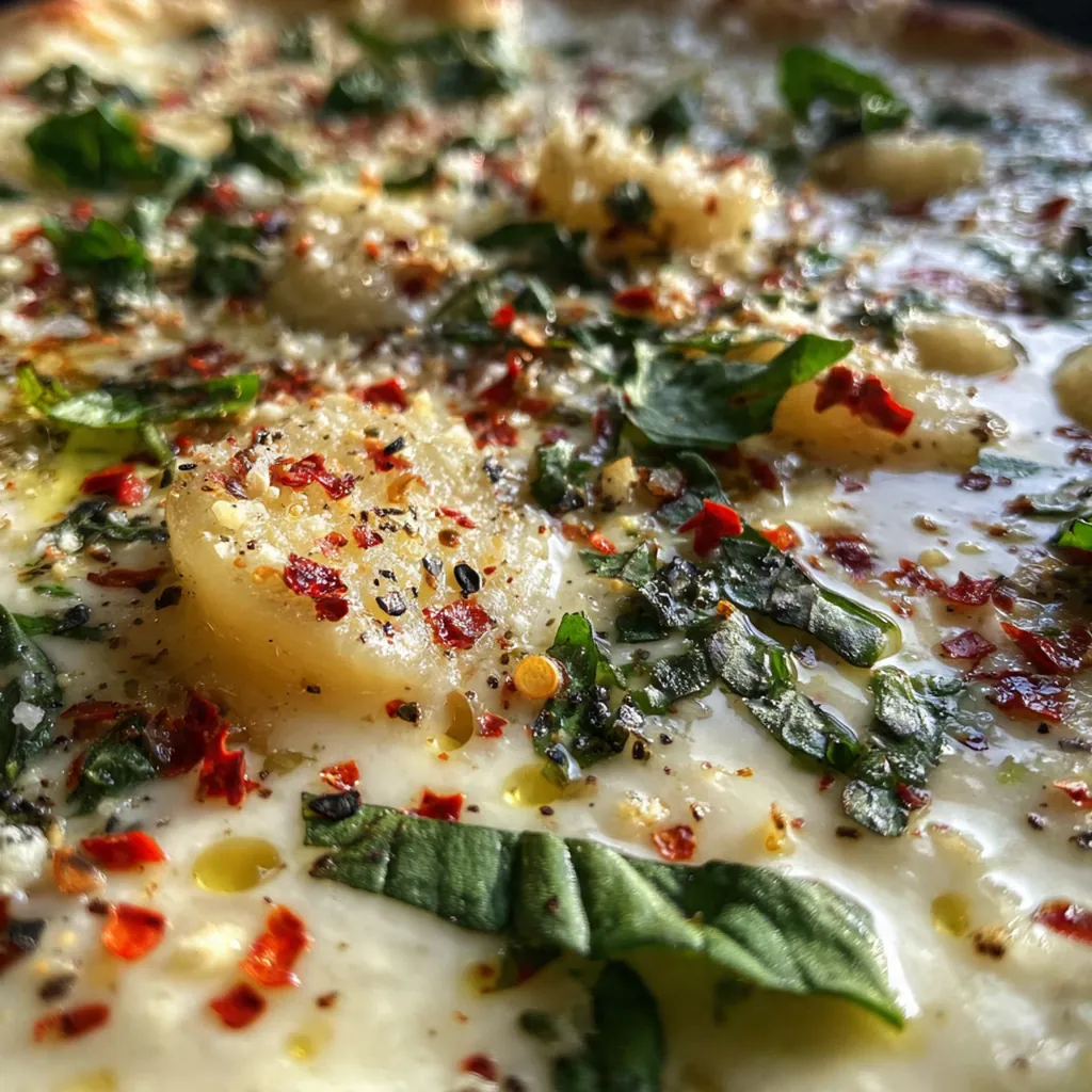 Creamy white garlic sauce in a small bowl surrounded by fresh ingredients and a wooden spoon
