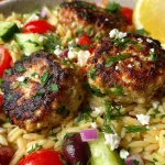 Greek Chicken Meatballs Orzo